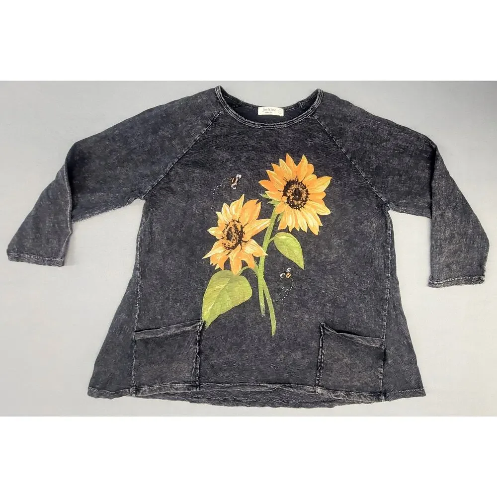 Jess & Jane Sunflower Mineral Wash Tunic Large - Picture 2 of 10
